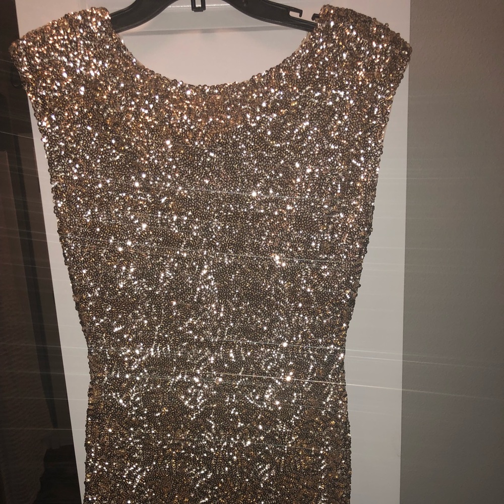 Alice & Olivia gold sequin dress